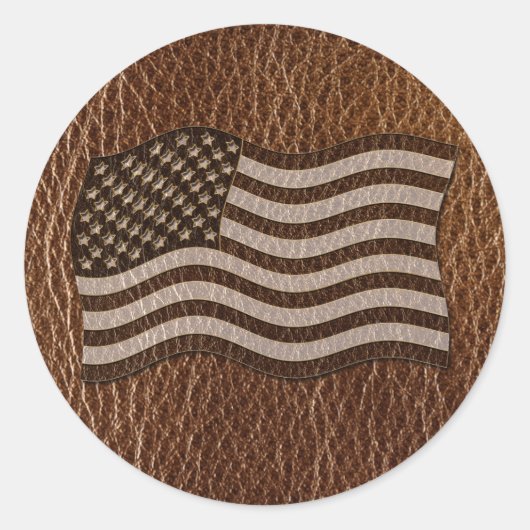 Sticker Rond Drapeau américain en cuir (Devant)