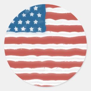 Sticker Rond Drapeau américain en détresse 4 juillet