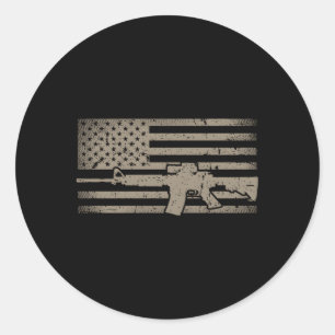 Sticker Rond Drapeau Américain En Perte Ar15 Pour Gun Ar15
