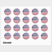 Sticker Rond Drapeau américain et étoiles (Feuille)