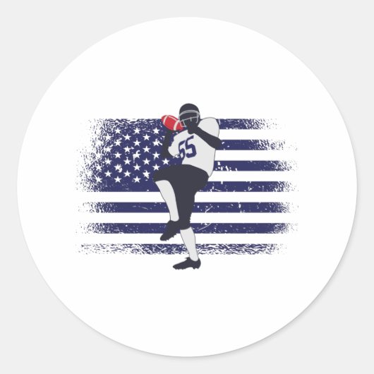 Sticker Rond Drapeau américain Fan Jersey Shirt USA (Devant)