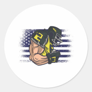 Sticker Rond Drapeau américain Fan Jersey Shirt USA