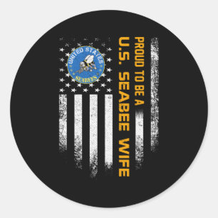 Sticker Rond Drapeau Américain Fier D'Être Une Armée De Mer