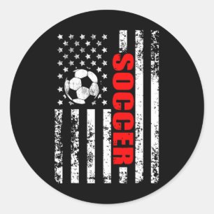 Sticker Rond Drapeau Américain Football Patriotique Soccer Femm