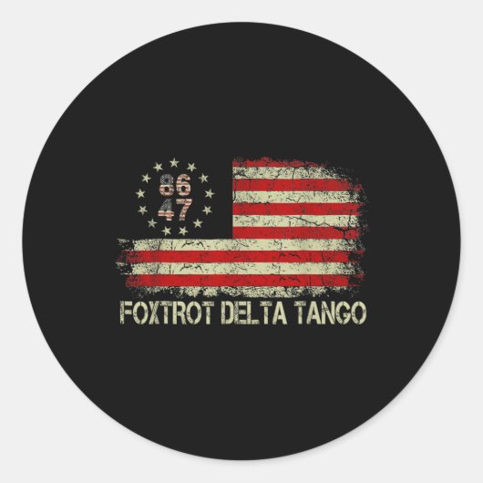 Sticker Rond Drapeau américain Foxtrots Deltas Tangos 86 47 (Devant)