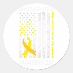 Sticker Rond Drapeau Américain Frère D'Un Guerrier Cancer De L'