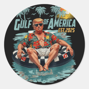 Sticker Rond Drapeau Américain Gulf Of Usa America Est 2025 Gul