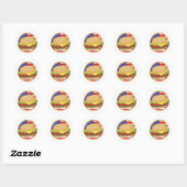 Sticker Rond Drapeau américain Hamburger (Feuille)