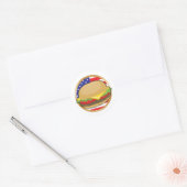 Sticker Rond Drapeau américain Hamburger (Enveloppe)