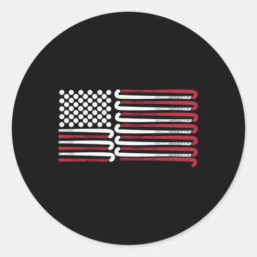 Sticker Rond Drapeau Américain Hockey De Champ Avec Ballons Et  (Devant)