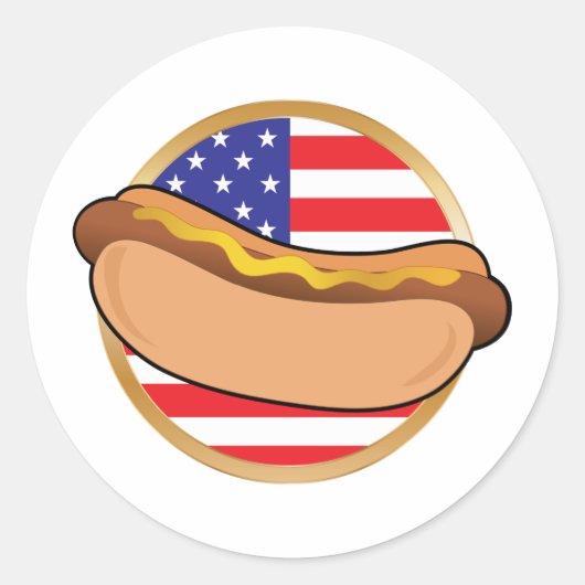 Sticker Rond Drapeau américain Hot Dog (Devant)