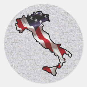 Sticker Rond Drapeau américain italien