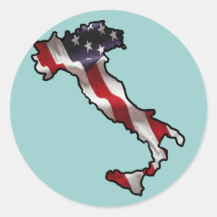 Sticker Rond Drapeau américain italien