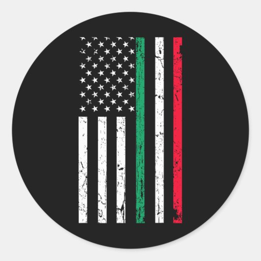 Sticker Rond Drapeau Américain Italien American Pride 4 Juillet (Devant)