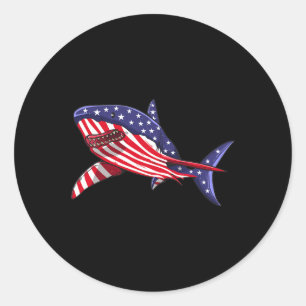 Sticker Rond Drapeau américain Jawsome 4 juillet Enfants Garçon