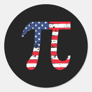 Sticker Rond Drapeau américain Jour Pi Math patriotique Nerd 3.