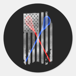 Sticker Rond Drapeau américain Lacrosse