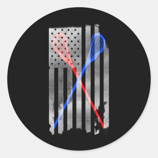 Sticker Rond Drapeau américain Lacrosse (Devant)