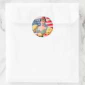 Sticker Rond Drapeau américain Lady Liberty Independence (Sac)