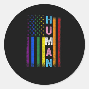 Sticker Rond Drapeau américain LGBT humain Mois de la fierté ar