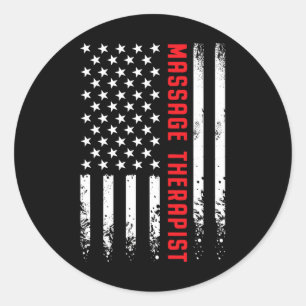 Sticker Rond Drapeau Américain Licencié Mage Therapist 4ème De