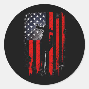 Sticker Rond Drapeau américain Ligneur Patriote Électricien Pat
