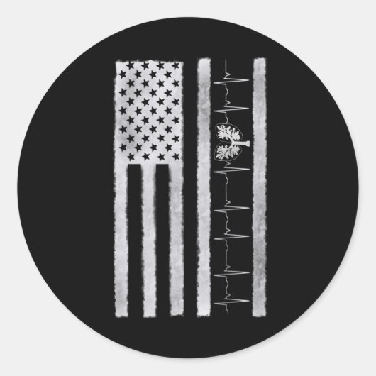 Sticker Rond Drapeau Américain Lung Hearbeat (Devant)
