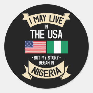 Sticker Rond Drapeau américain nigérian Usa Cadeaux de racines