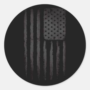 Sticker Rond Drapeau américain noir