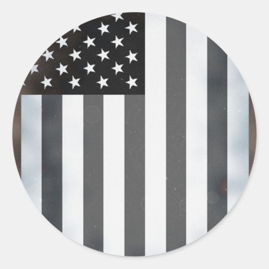 Sticker Rond Drapeau américain noir et blanc (Devant)