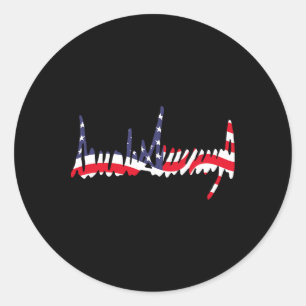 Sticker Rond Drapeau américain ondulé 47e signature du présiden