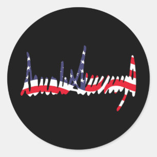 Sticker Rond Drapeau Américain Ondulé 47e Signature Président 4