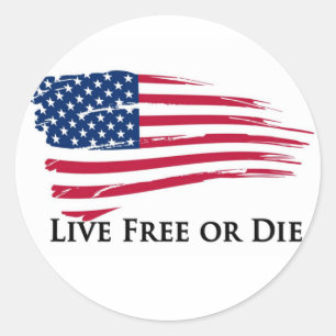 Sticker Rond Drapeau Américain Ou Libre En Direct - New Hampshi