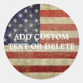 Sticker Rond Drapeau américain patiné et en détresse (Devant)
