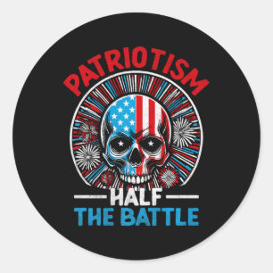Sticker Rond Drapeau américain Patriot Skeleton Independence