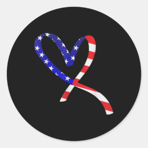 Sticker Rond Drapeau américain Patriotic Heart Forces Armées Me