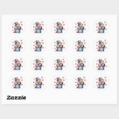 Sticker Rond Drapeau américain Patriotic Teddy Bear Stars (Feuille)