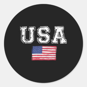 Sticker Rond Drapeau américain Patriotique 4 juillet Amérique J