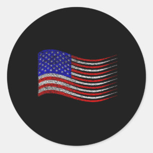 Sticker Rond Drapeau américain Patriotique 4 juillet États-Unis