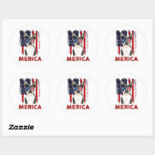 Sticker Rond Drapeau américain patriotique Boston Terrier Meric (Feuille)