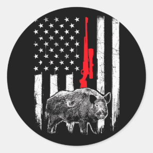 Sticker Rond Drapeau américain patriotique - Chasse de sanglier