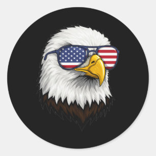 Sticker Rond Drapeau américain Patriotique Eagle Chemise Hommes