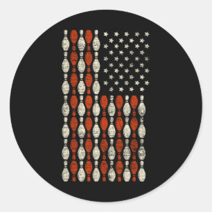 Sticker Rond Drapeau américain Patriotique Fière Bowler cadeau