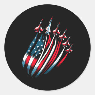 Sticker Rond Drapeau américain patriotique Jets Boys 4 juillet