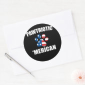 Sticker Rond Drapeau américain Pawtriotic Merican Chien Chat Pa (Enveloppe)