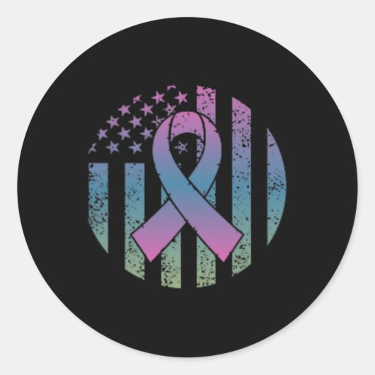 Sticker Rond Drapeau américain Poche Metastas Cancer du Sein Aw (Devant)