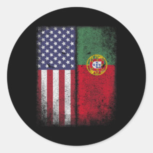 Sticker Rond Drapeau américain portugais Portugal États-Unis po