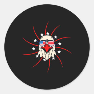 Sticker Rond Drapeau Américain Pour La Fête De L'Indépendance A