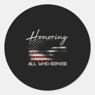 Sticker Rond Drapeau américain pour vétérans masculins honorant