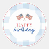 Sticker Rond Drapeau américain Prépa Gingham Bleu (Devant)